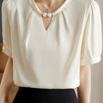 Elegant Satin Halter Beaded Shirt - liwisi