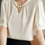 Elegant Satin Halter Beaded Shirt - liwisi