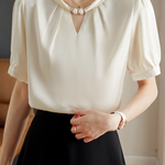 Elegant Satin Halter Beaded Shirt - liwisi