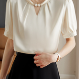 Elegant Satin Halter Beaded Shirt - liwisi