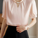 Elegant Satin Halter Beaded Shirt - liwisi