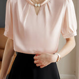 Elegant Satin Halter Beaded Shirt - liwisi