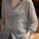 Casual Sheer Unique Long Sleeve Blouse - liwisi