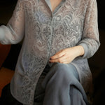 Casual Sheer Unique Long Sleeve Blouse - liwisi