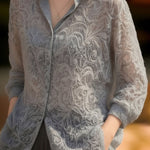 Casual Sheer Unique Long Sleeve Blouse - liwisi