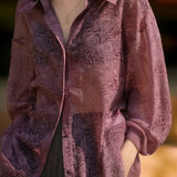 Casual Sheer Unique Long Sleeve Blouse - liwisi