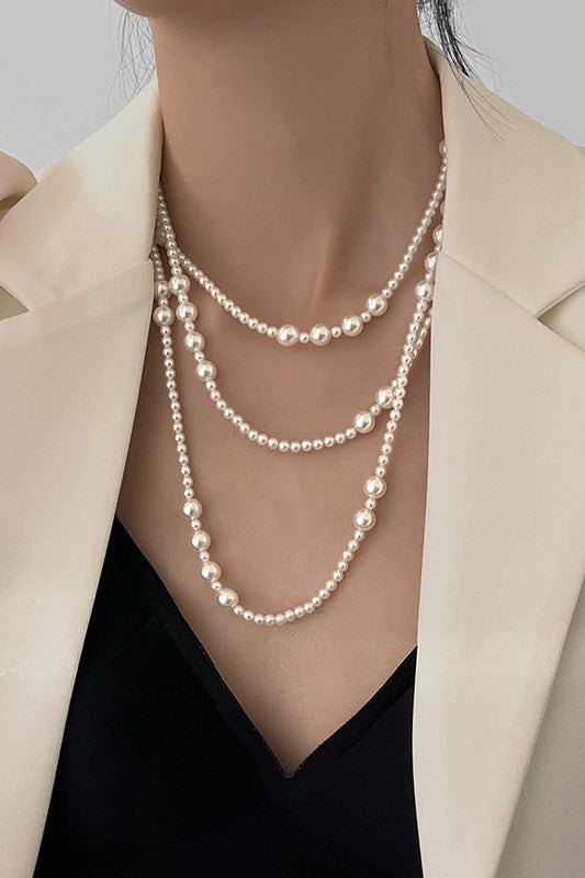 Elegant Three-Layer Pearl Necklace - liwisi