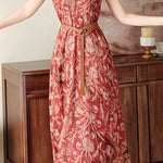 Casual Vintage Print Halter Dress - liwisi