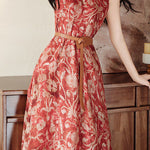 Casual Vintage Print Halter Dress - liwisi