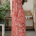 Casual Vintage Print Halter Dress - liwisi