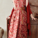 Casual Vintage Print Halter Dress - liwisi