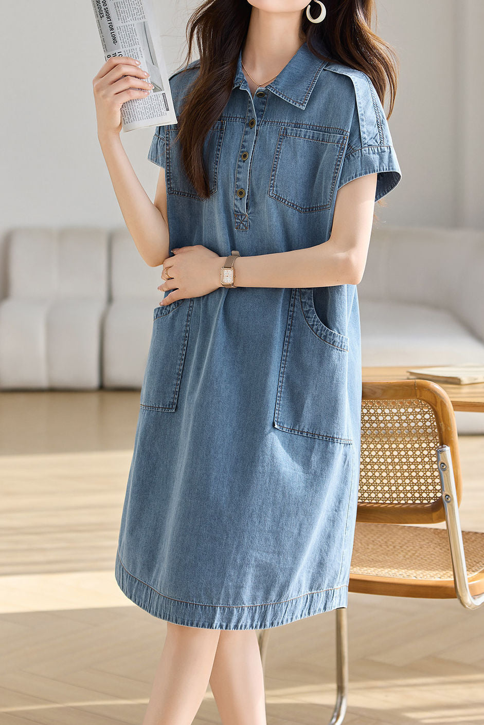 Casual Loose Denim Dress - liwisi