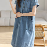 Casual Loose Denim Dress - liwisi