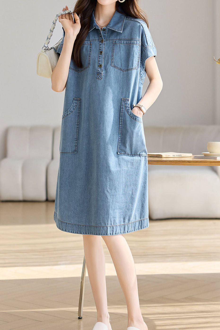 Casual Loose Denim Dress - liwisi