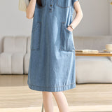 Casual Loose Denim Dress - liwisi