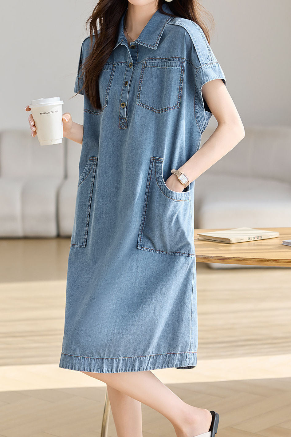 Casual Loose Denim Dress - liwisi