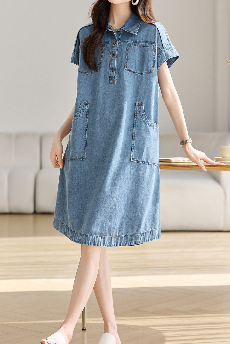 Casual Loose Denim Dress - liwisi