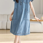 Casual Loose Denim Dress - liwisi