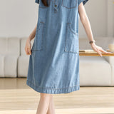 Casual Loose Denim Dress - liwisi
