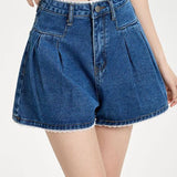 Casual Lace Trim High Waist Jeans - liwisi