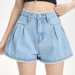 Casual Lace Trim High Waist Jeans - liwisi