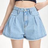 Casual Lace Trim High Waist Jeans - liwisi