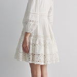 Casual Lantern Sleeve Lace Patchwork Dress - liwisi