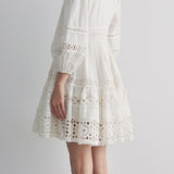 Casual Lantern Sleeve Lace Patchwork Dress - liwisi