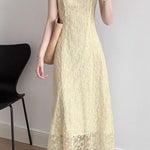 Elegant Spaghetti Strap Waist Dress - liwisi