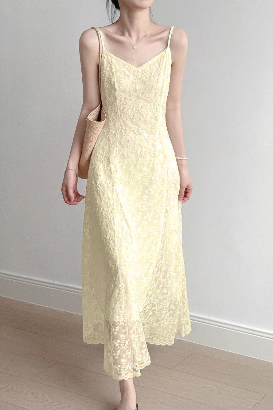 Elegant Spaghetti Strap Waist Dress - liwisi