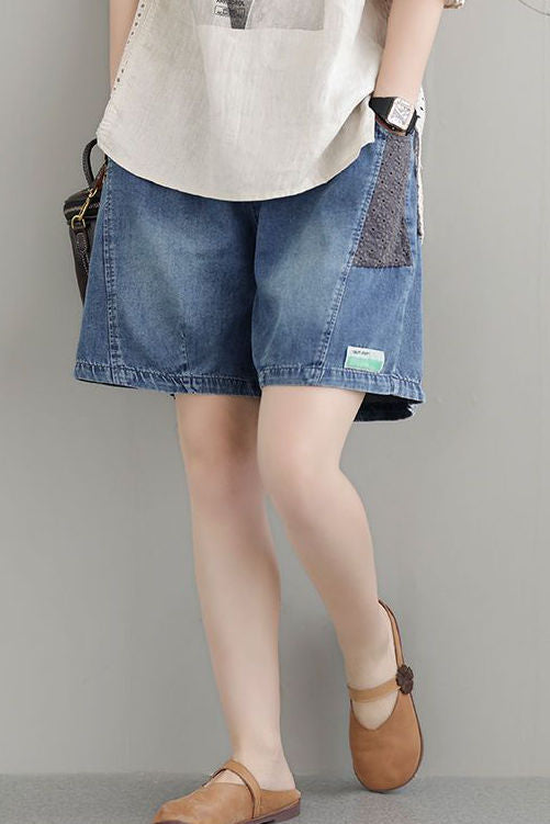 Casual Patchwork Denim Shorts - liwisi