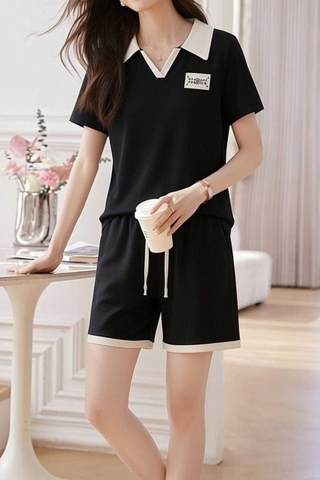 Casual White Edge Lapel Set - liwisi