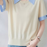 Casual Blue Edge Color Block T-Shirt - liwisi