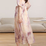 Elegant V-Neck Tie Waist Dress - liwisi