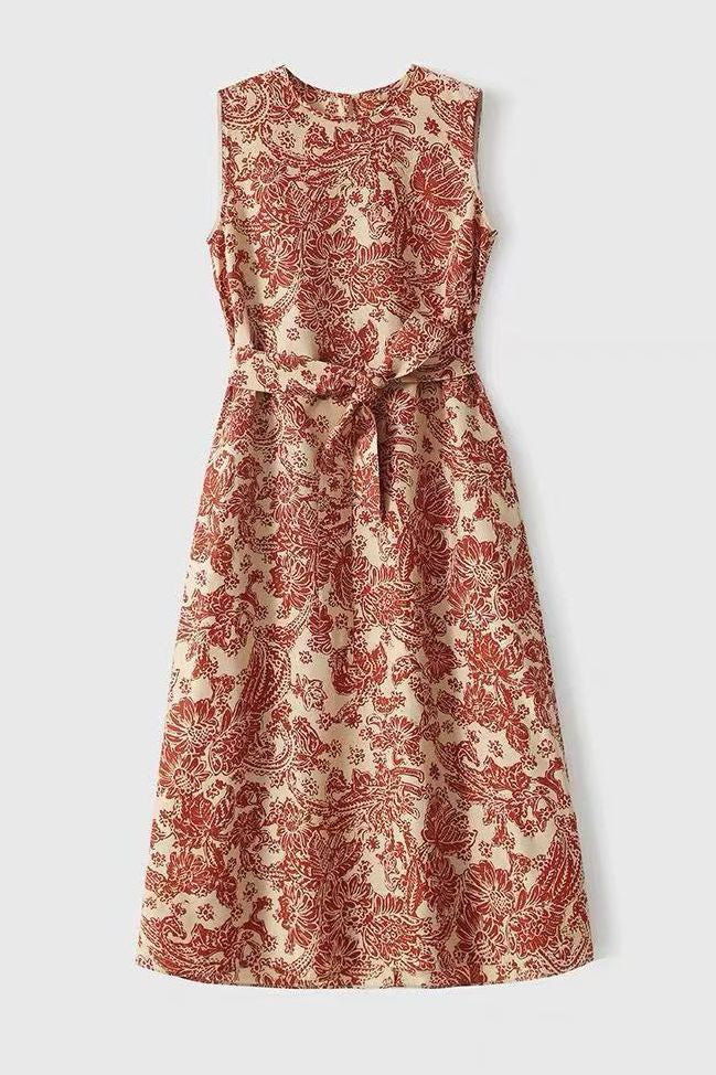 Casual Reddish Brown Printed Dress - liwisi