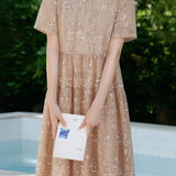 Elegant Floral Short Sleeve Dress - liwisi