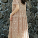 Elegant Floral Short Sleeve Dress - liwisi