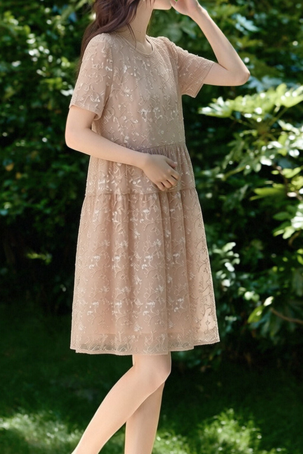 Elegant Floral Short Sleeve Dress - liwisi