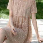 Elegant Floral Short Sleeve Dress - liwisi