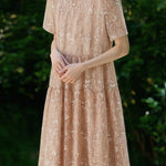 Elegant Floral Short Sleeve Dress - liwisi