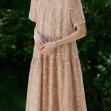 Elegant Floral Short Sleeve Dress - liwisi