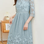 Elegant Textured Hollow Out Dress - liwisi