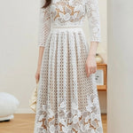Elegant Textured Hollow Out Dress - liwisi