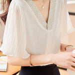 Elegant V-Neck Spliced Shirt - liwisi