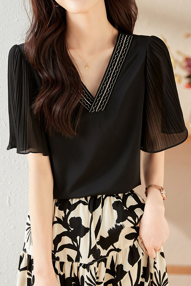 Elegant V-Neck Spliced Shirt - liwisi