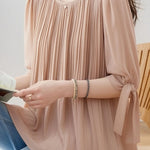 Casual Lantern Sleeve Short Sleeve Shirt - liwisi