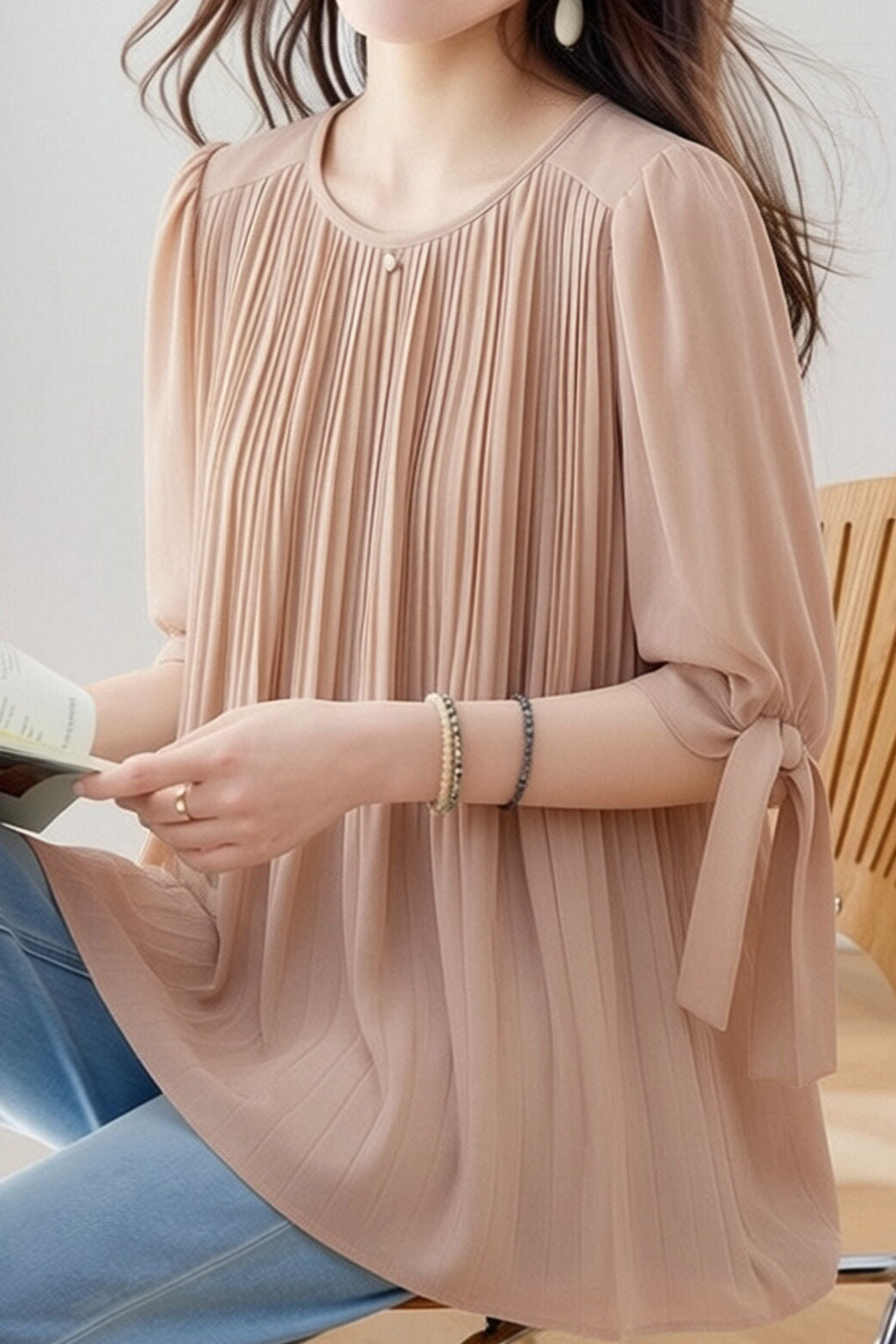 Casual Lantern Sleeve Short Sleeve Shirt - liwisi