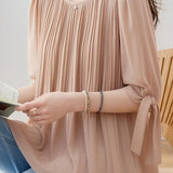 Casual Lantern Sleeve Short Sleeve Shirt - liwisi