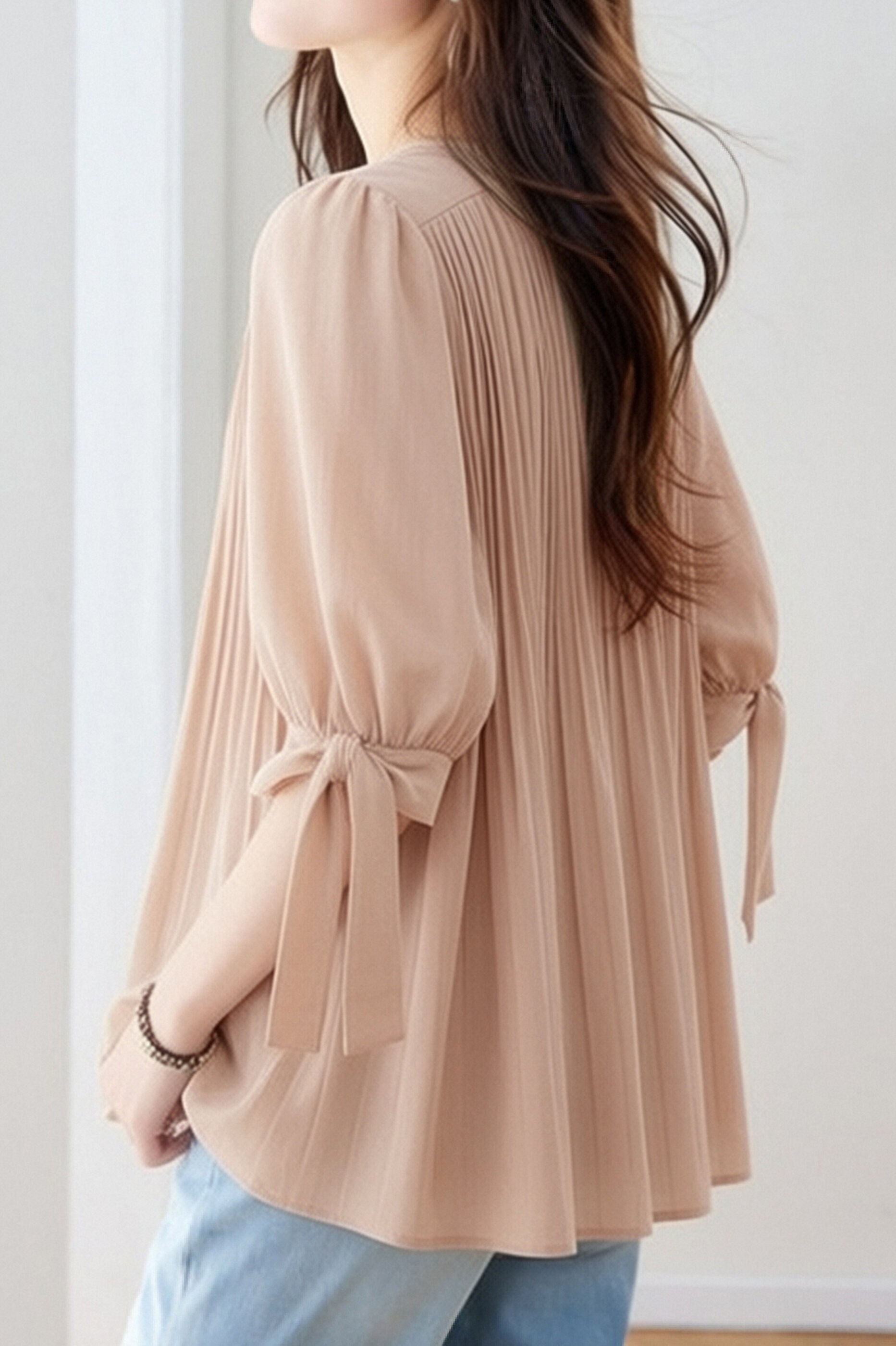 Casual Lantern Sleeve Short Sleeve Shirt - liwisi