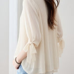 Casual Lantern Sleeve Short Sleeve Shirt - liwisi